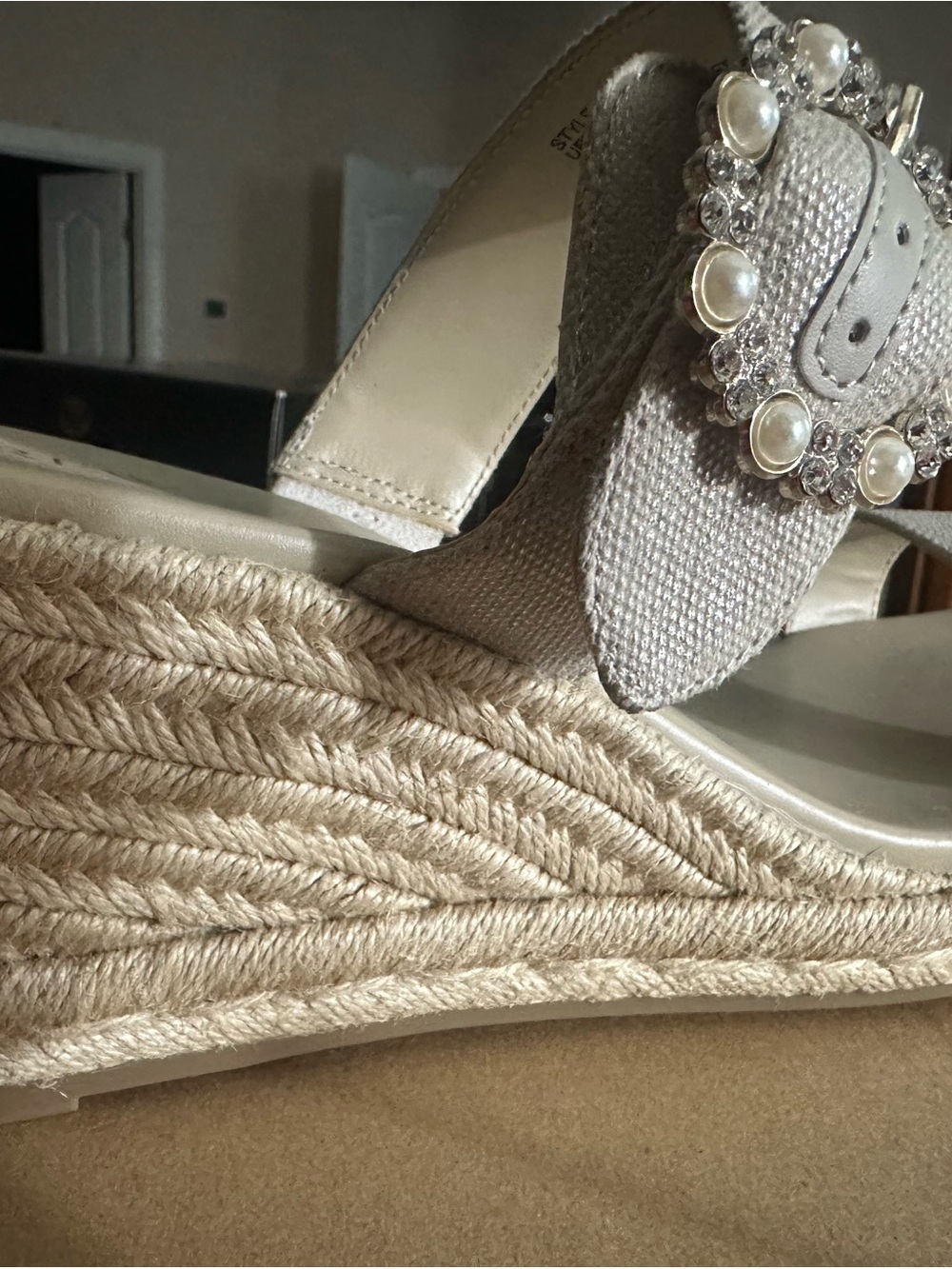 J. Crew Factory Neutral Beige Espadrille Wedge Sandals